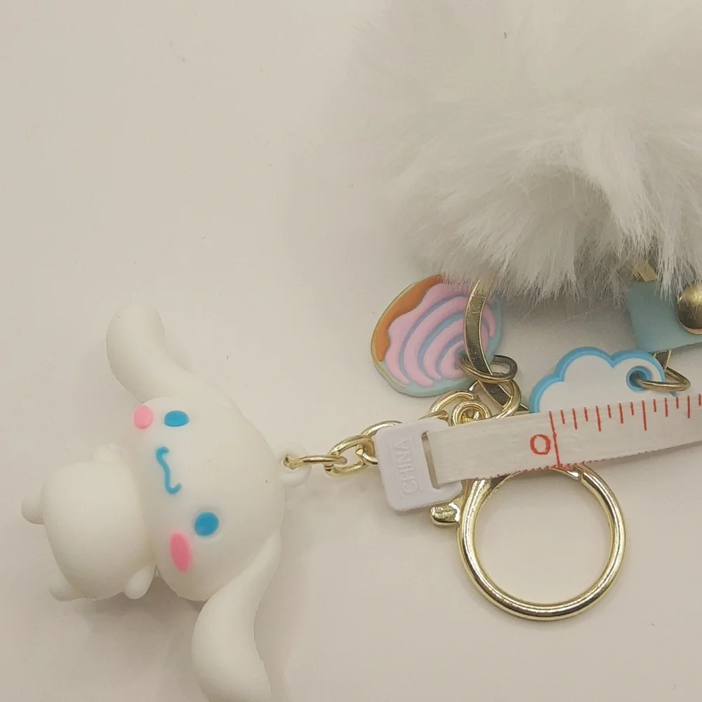 HK Inspired Cinnamoroll  Pom Pom Keychain Bag Pendant Keyring Jewelry NWOT